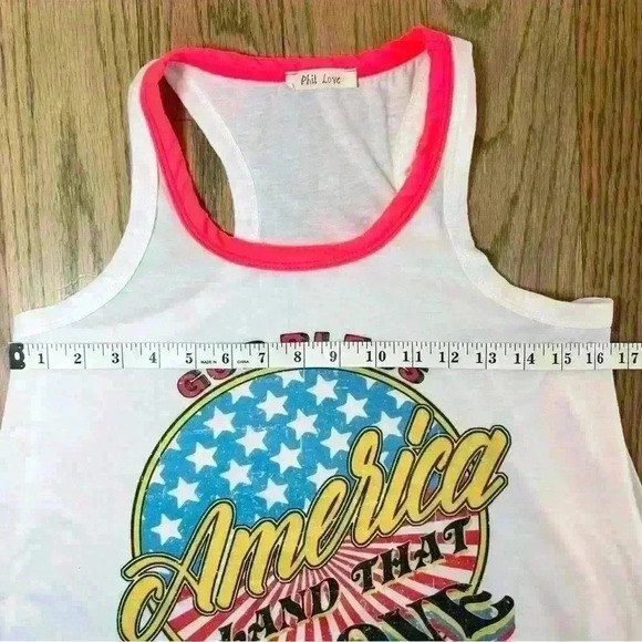 Phil Love Women’s Flowy God Bless America Sleeveless Tank Top Size Small - Picture 5 of 8